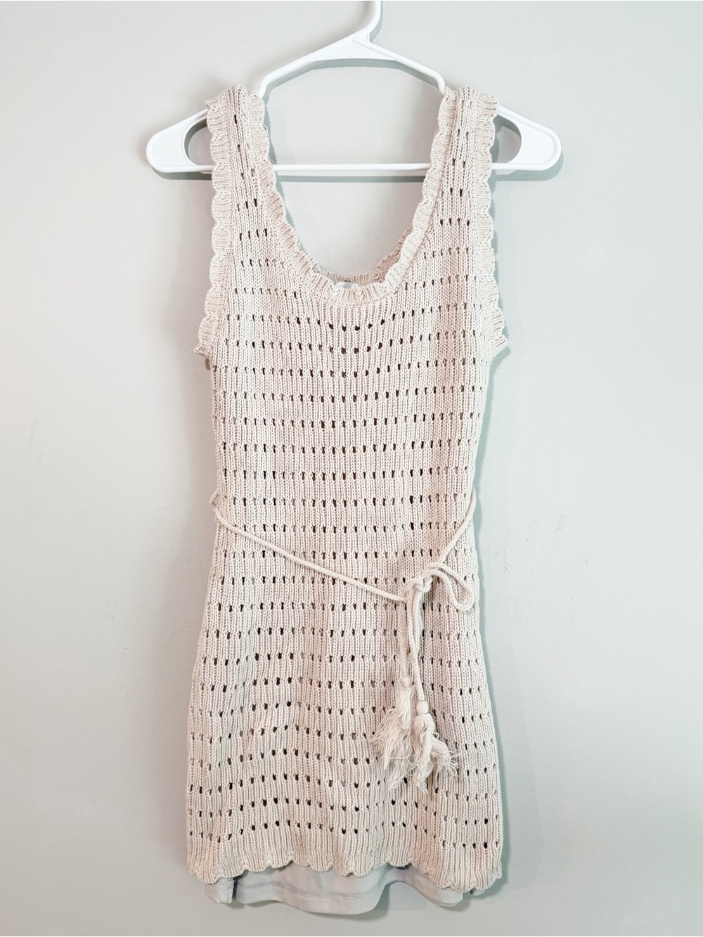 Hello Molly parked crochet mini dress cream size 4